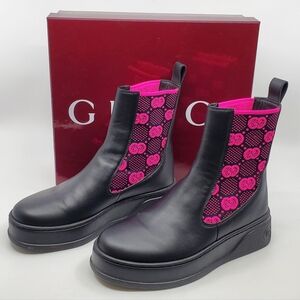 Gucci Chunky B Chelsea Boot GG Logo Jacquard Goring